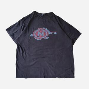 vintage Nautica black cotton t-shirt with red/blue pixelated logo